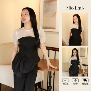 Áo Peplum Phối Tơ Tằm Xước – Thiết Kế Thắt Nơ Vạt Áo Sang Trọng, Tôn Dáng - Miolady