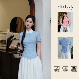 Áo sơ mi caro nữ chất poplin, cổ sen dáng ôm nhẹ tôn dáng nhẹ nhàng thanh lịch - Mio Lady