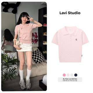 Áo Polo Nữ Ngắn Tay LEN DỆT KIM Local Brand Lavi Studio/ Logo Thêu
