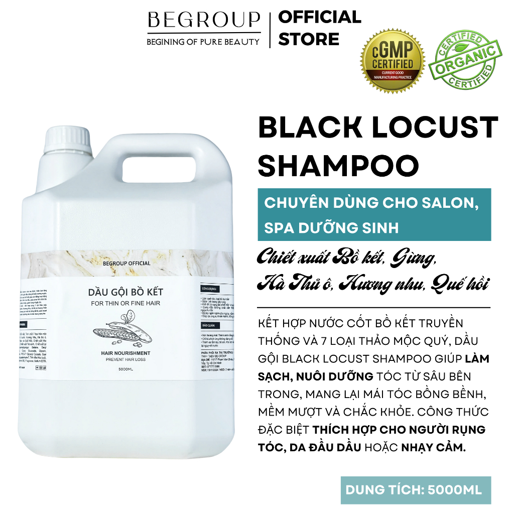 [CAN 5 - 10 LÍT] Dầu gội Thảo mộc Bồ kết BLACK LOCUST SHAMPOO Chuyên dùng cho Salon, Spa dưỡng sinh