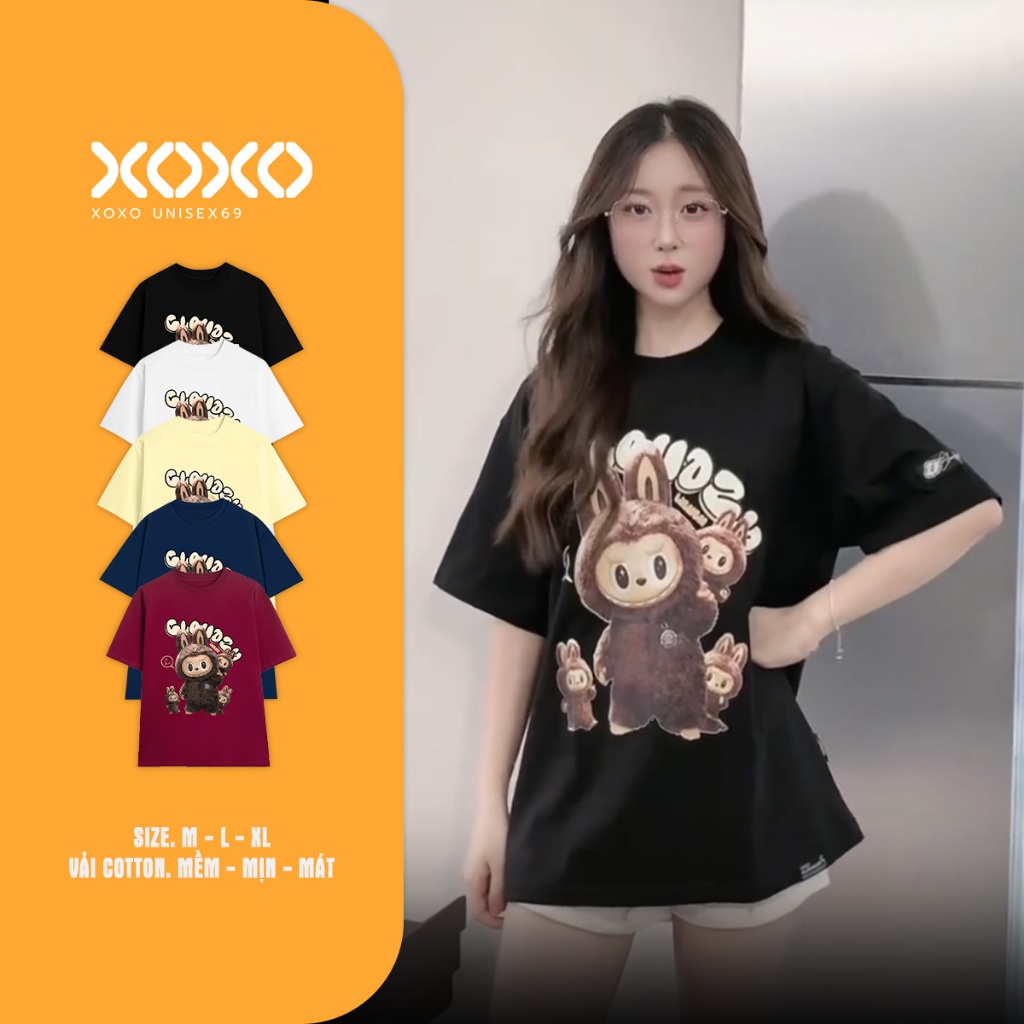 Áo thun LABUBU Cloudzy Hi There chất liệu cotton form rộng tay lỡ trẻ trung