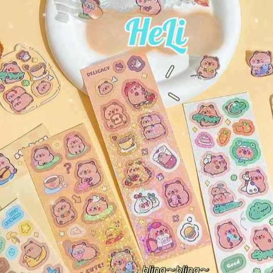 (STICKER DÀI) SET 10/50 TẤM STICKER CAPYBARA DỄ THƯƠNG DÁN TRANG TRÍ, HÌNH DÁN CAPYBARA