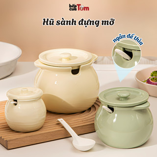  Hũ Đựng Mỡ Bằng Gốm Sứ Có Nắp Đậy Chống Côn Trùng Đa Năng Tặng Kèm Thìa Âu Sứ Gốm Đựng Gia Vị Sang Trọng 