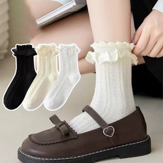 Tất vớ dài lolita siêu mỏng phong cách nữ sinh Nhật Bản iLita chân thấp nhún đủ màu trơn trắng, đen, be, vàng, xám