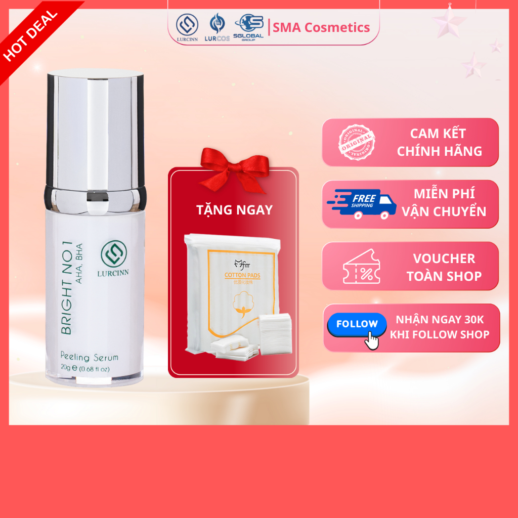 Tẩy Tế Bào Chết Lurcinn Bright No.1 Hỗ Trợ Làm Sáng Da Và Giảm Thâm Mụn 20ml