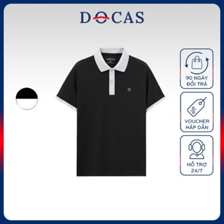 Áo Polo Nam DOCAS Màu Xám Logo Thêu Vải Cotton CMC Form Regular Fit C-011