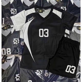 Bộ Quần Áo Bóng Chuyền Nam Nữ Màu Đen tay Trắng, Đồ Bóng Chuyền, Áo Thể Thao Co Giãn Tốt, Thoáng Mát Có in Tên Số