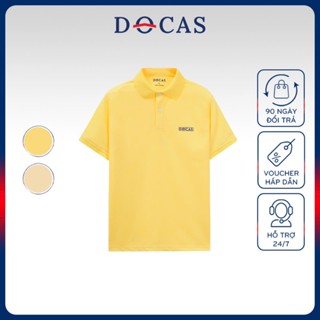 Áo Polo Nam DOCAS Màu Vàng In 3D Vải Cotton CMC Form Regular Fit C-05