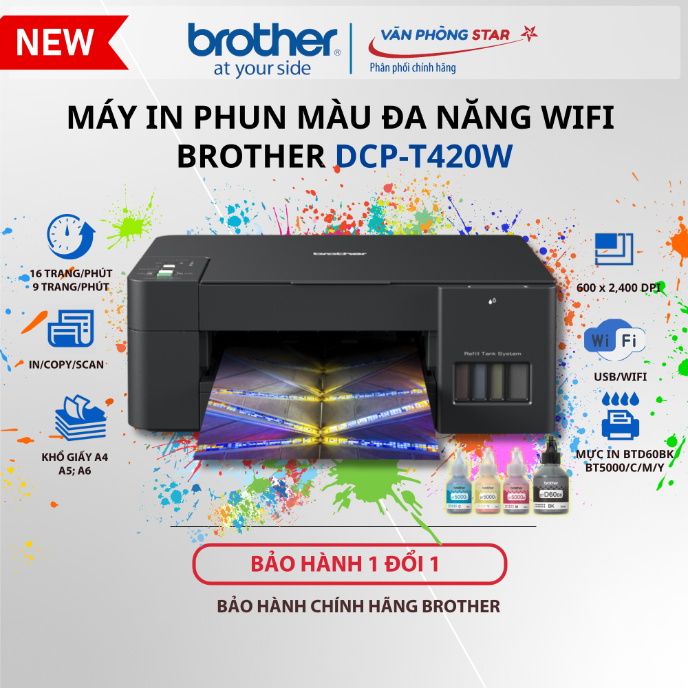Máy In Phun Màu Brother DCP-T420W/ T430W – In Màu, Scan, Copy, WiFi. Máy In Phun Màu WiFi