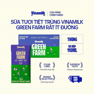 Sữa Tươi Vinamilk Green Farm Rất Ít Đường Thùng 48 Hộp 110 Ml