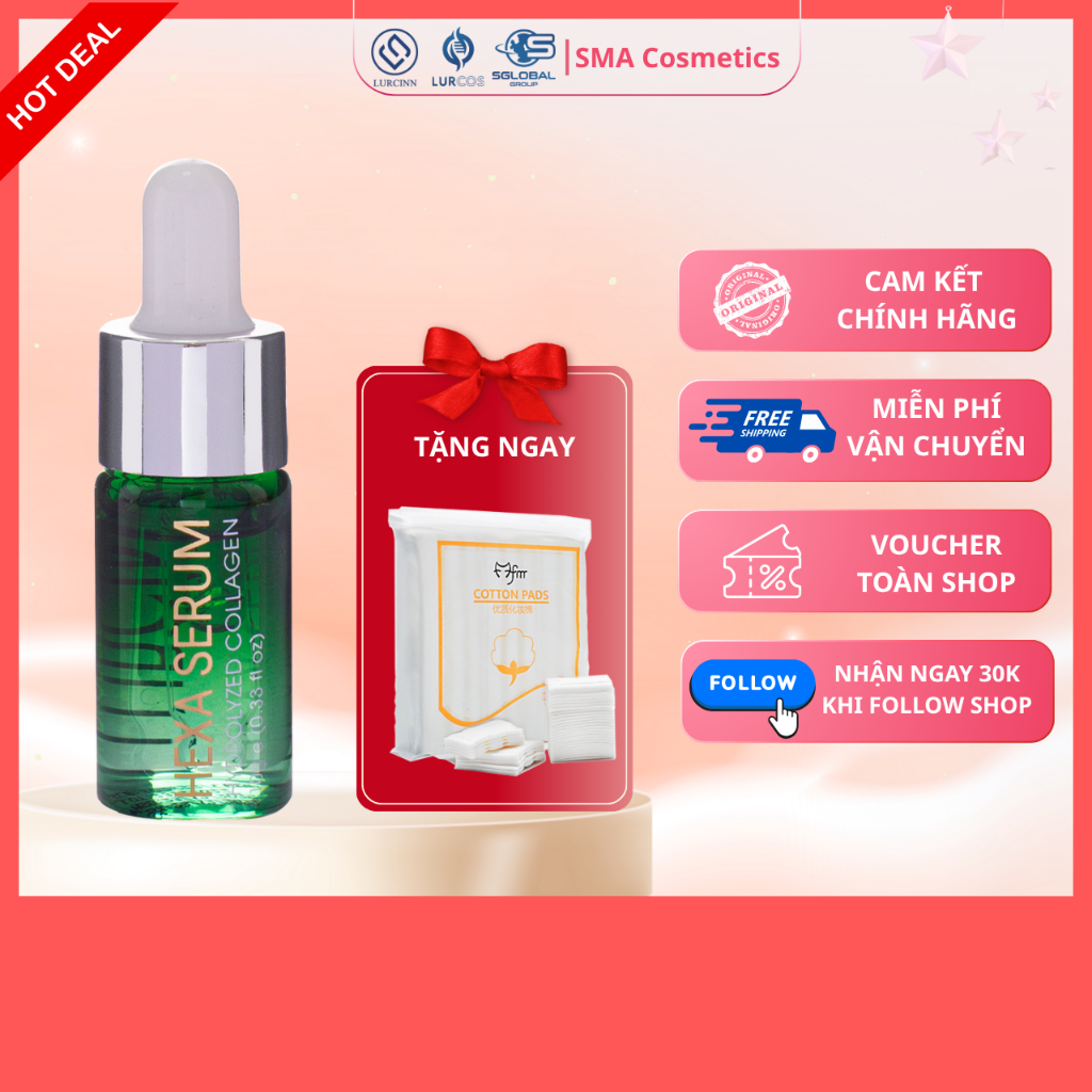 Serum Căng Bóng Lurcinn Hexa Serum Dưỡng Ẩm Cho Da, Giúp Da Căng Bóng Mịn Màng 10g | LURCINN
