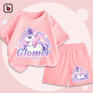 Đồ bộ bé gái Unicorn, set quần áo mùa hè chất thun cotton mềm nhẹ thoáng mát cho bé 1-10 tuổi AQ12-PN11