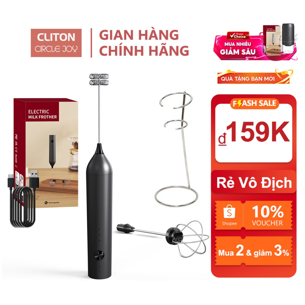 Máy Đánh Sữa Tạo Bọt Keleton KJBQ-13-BS - Làm Cappuccino, Latte Dễ Dàng, Cầm Tay Tiện Lợi, 2 Tốc Độ