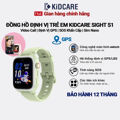 Đồng hồ định vị trẻ em Kidcare Sight S1 gọi video call |Định vị GPS| Quan sát từ xa - Màu xanh lá