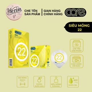   CHE TÊN  Bao Cao Su Siêu Mỏng CARE 22 Bcs Trơn Mỏng Nhiều Gel Bôi Trơn Kéo Dài Thời Gian 