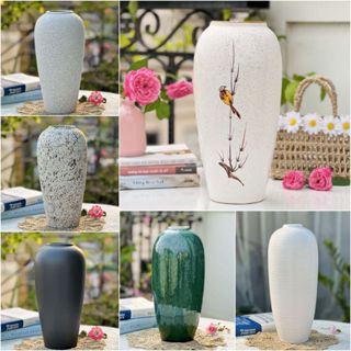 Bình hoa lọ hoa gốm sứ Bát Tràng bom cao 30 cm cắm hoa decor trang trí phòng khách đẹp gomdecortsc