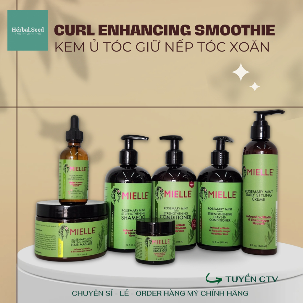 [CHÍNH HÃNG MỸ] Bộ Dưỡng Tóc Mielle Rosemary Mint Mọc Tóc, Giảm Rụng, Dưỡng Mượt – Biotin & Bạc Hà