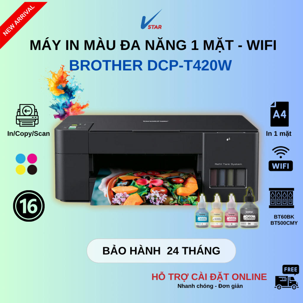 Máy In Phun Brother DCP-T420W/ T430W - Kèm Mực Chính Hãng – In Màu, Scan, Copy, Kết Nối WiFi, Mực Rẻ