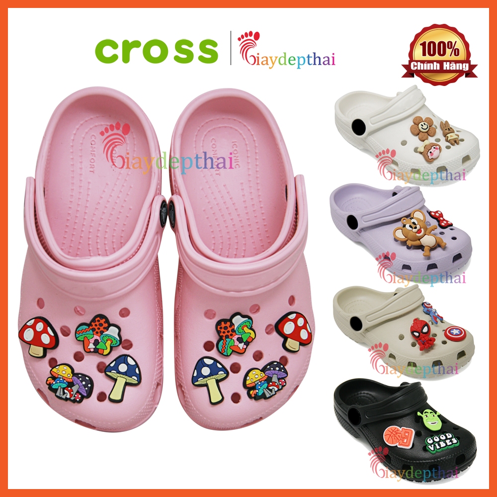 Dép sục Cross Classic dành cho trẻ em unisex (Tặng 10 sticker ngẫu nhiên)