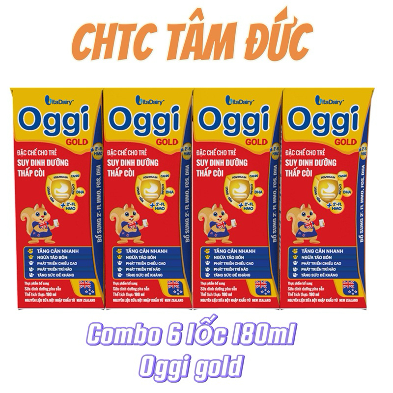 Combo 6 Lốc Sữa uống dinh dưỡng pha sẵn Oggi Gold 180ml Vitadairy
