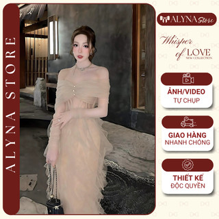 Đầm Body Trễ Vai Lưới Tầng Sang Chảnh Phối Tơ Đầm Dự Tiệc Sang Trọng ALYNA A115