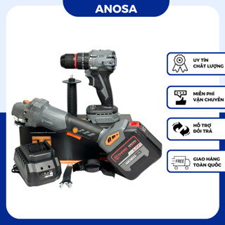Combo THPRO Máy Mài F1, Máy Khoan TH7713AK Đầu 13ly Kèm Pin 20Cell Sạc - Động Cơ Không Chổi Than, Chân Pin Phổ Thông