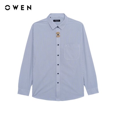 Owen - Áo sơ mi dài tay Regular Fit AR250100DT màu Xanh chất liệu Bamboo poly