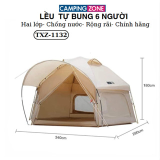 Lều Cắm Trại Lục Giác Tự Bung 2 Lớp | 6 Người | Chống Nước Tốt | Gập Gọn Du Lịch TXZ-1132