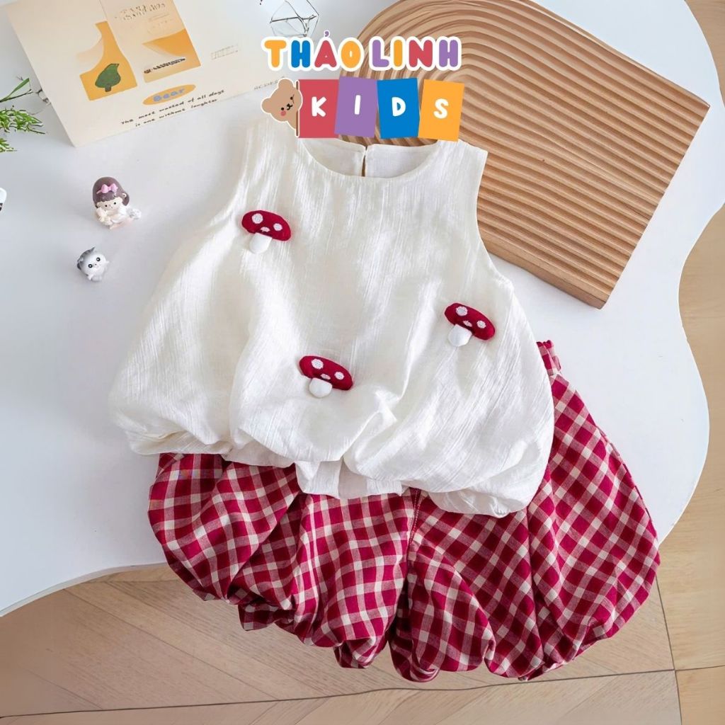 Set Bộ Sát Nách Cho Bé Gái Chất Đũi Mát Dáng Bí Siêu Dễ Thương