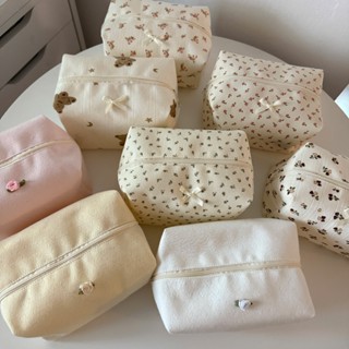 LAROSABYH Túi vải pouch chần bông dày nhiều màu túi đựng mỹ phẩm đồ make up bút tiện lợi xinh xắn [T02]