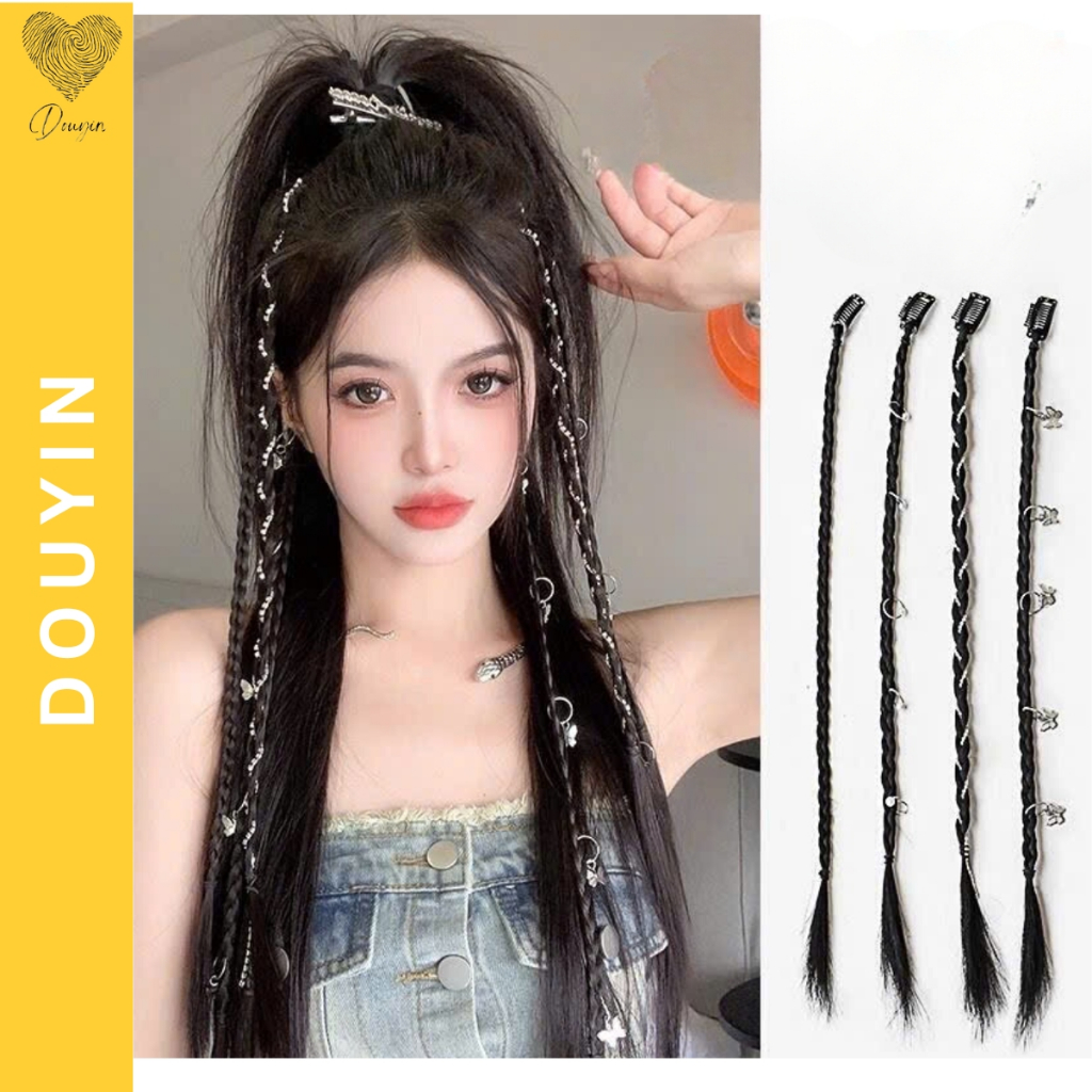  Tóc Giả Tết Sẵn Dạng Kẹp Kẹp Tóc Highlight Kẹp Tóc Tia Sét Cá Tính,Kẹp Tóc Giả Lọn Nhỏ Cosplay Cực Chất 