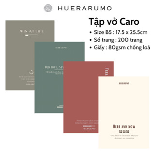 Vở caro B5 HUERARUMO 200 trang, giấy 80gsm chống lóa – vở ghi chép học sinh sinh viên