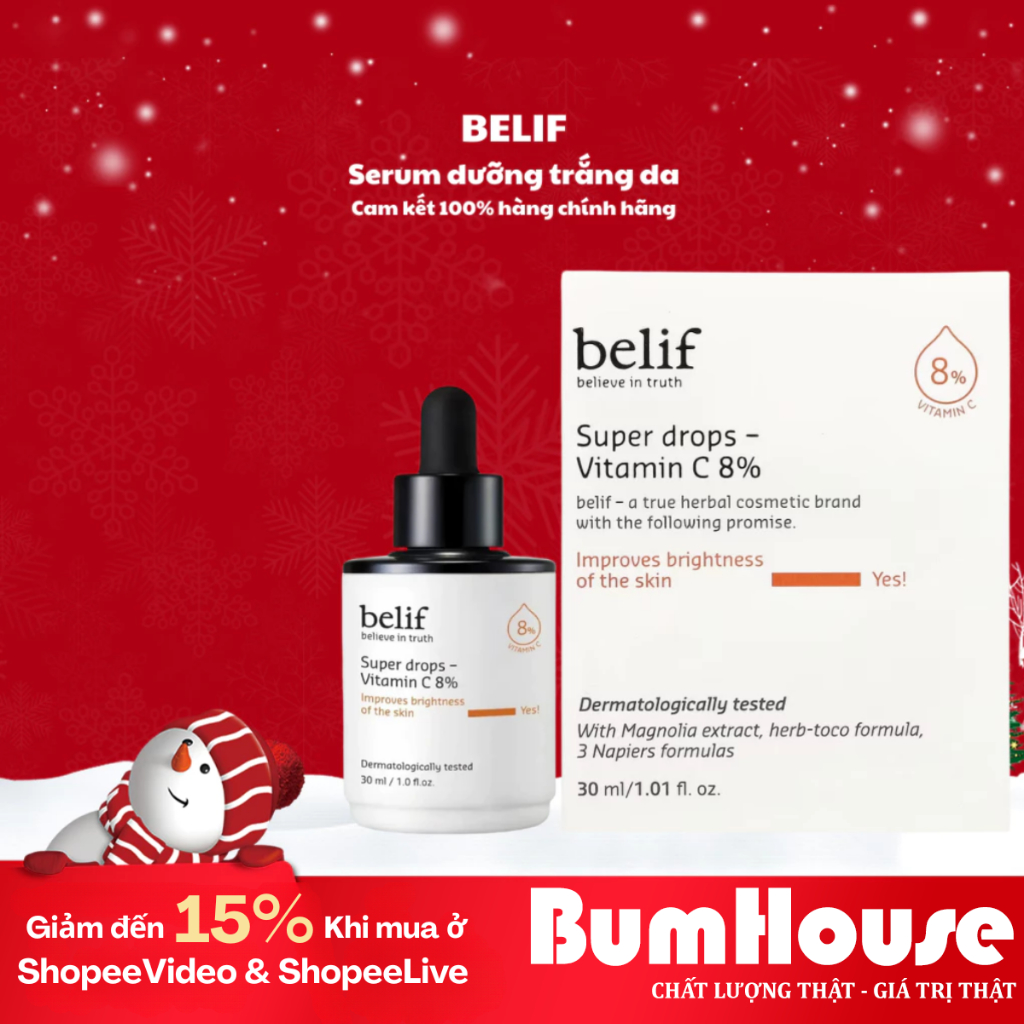 Tinh Chất Dưỡng Sáng, Mờ Thâm Belif Super Drops Vitamin C 8% Brightening and Darkening Essence 30ml