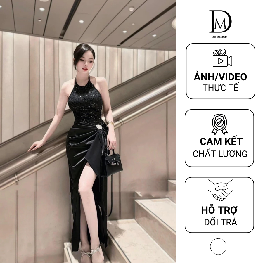  Váy đầm đi tiệc nữ dáng dài kiểu yếm sang chảnh đi đám cưới dự sinh nhật thiết kế cao cấp  MD225  