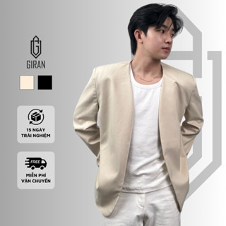 Áo Khoác Blazer Nam Hàn Quốc Giran BZ0001 Form Rộng, Có Đệm Vai, Chất Vải Kaki Cotton Cao Cấp