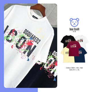  Áo phông nam nữ cổ tròn Dsq2 ICON vảy sơn 7 màu siêu rẻ cho boy phố cháy phố áo thun đôi 