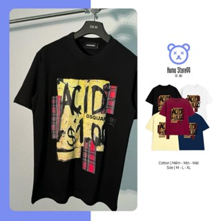 Áo phông nam nữ DSQ2 ACID $1.00 vải cotton co giãn 2 chiều, áo thun Dsquared2 phối hình siêu đẹp hot