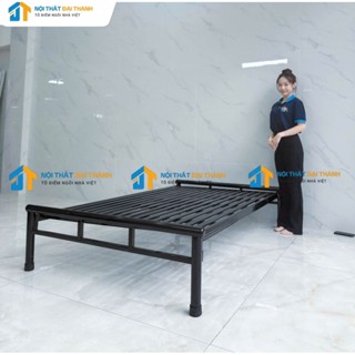 Giường ngủ pallet bằng sắt ống tròn sơn tĩnh điện nhiều kích thước  giao hàng miễn phí ship - Nội Thất Đại Thành