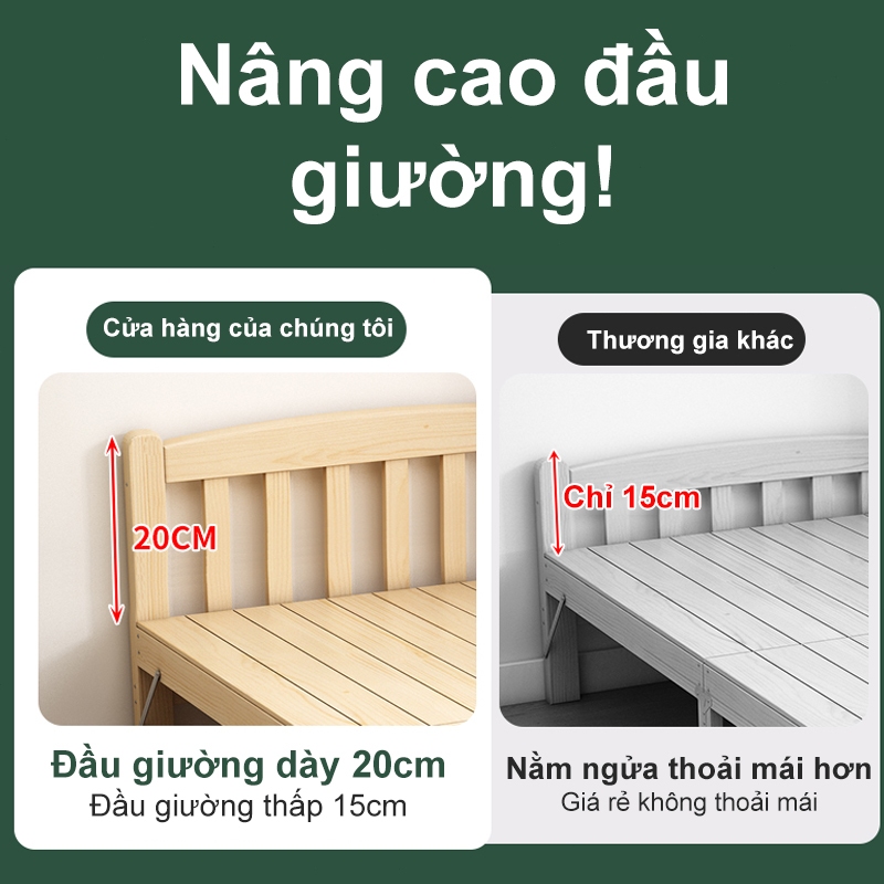 MY Giường Ngủ Bằng Gỗ Rắn Gấp Gọn Giường Ngủ Pallet Gỗ Tự Nhiên Cao Cấp Cài đặt miễn (Dài 200cm) | BigBuy360 - bigbuy360.vn