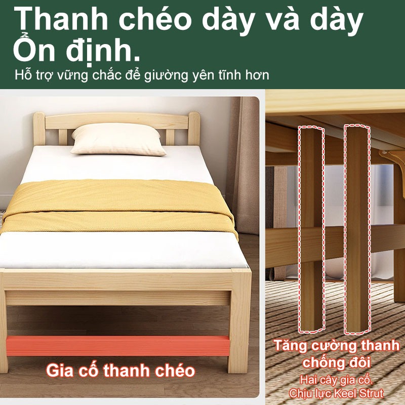 MY Giường Ngủ Bằng Gỗ Rắn Gấp Gọn Giường Ngủ Pallet Gỗ Tự Nhiên Cao Cấp Cài đặt miễn (Dài 200cm) | BigBuy360 - bigbuy360.vn