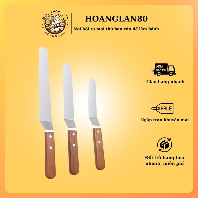 Dao chà láng cán gỗ / Dao trét kem (25cm)
