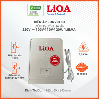 Biến Áp Đổi Nguồn Hạ Áp 1 Pha LiOA Loại Đặc Biệt mã DNV015D 1500VA. Dây Đồng 100%. Điện Áp Vào 220V, Ra 100V 110V 120V