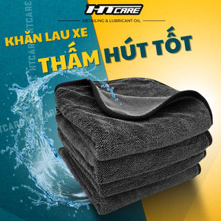  Khăn lau xe Superfine Fiber 650gsm thấm hút chống trầy xước dùng cho xe máy & Ô tô - HTCARE 