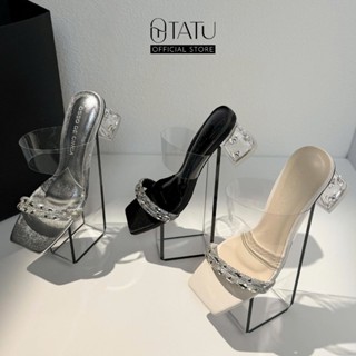 Guốc cao gót 6cm đính đá sang trọng size 35-39, phối quai trong thanh thoát đi làm đi chơi | Tatushoes