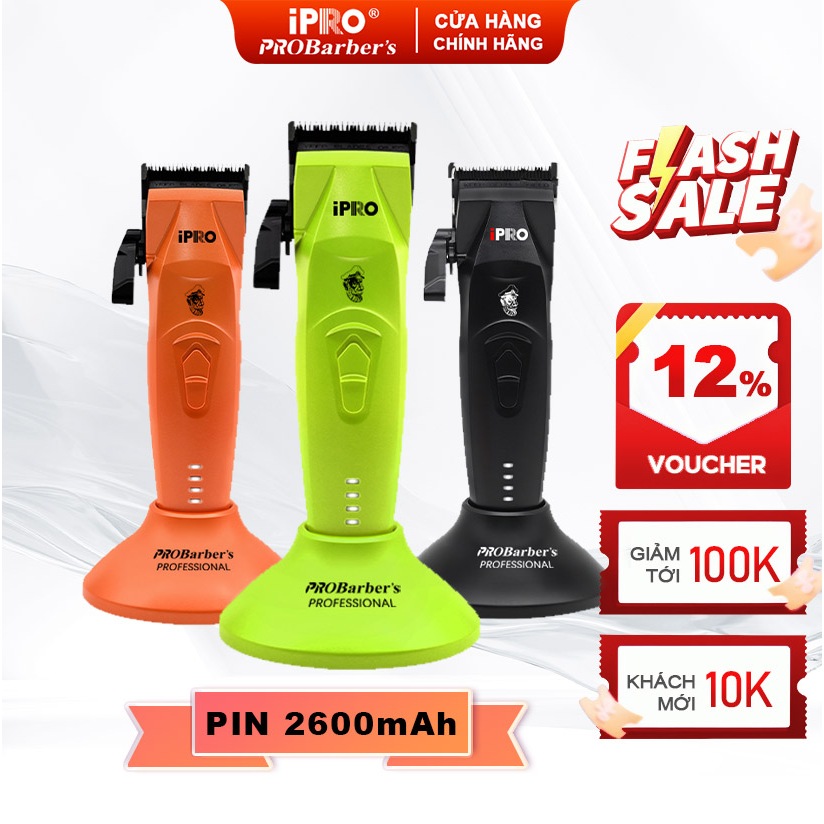 [iPRO Official] Tông Đơ Cắt Tóc IPRO PROBarbers S8193 Có Đế Sạc, 5 Nấc Điều Chỉnh, Pin 2600mAh