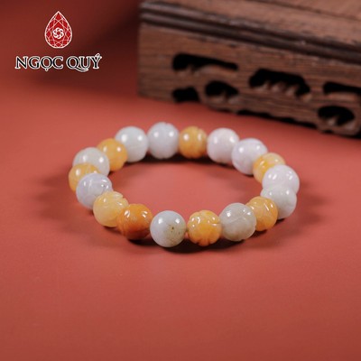 Vòng tay đá cẩm thạch khắc họa tiết hạt 10mm - Ngọc Quý