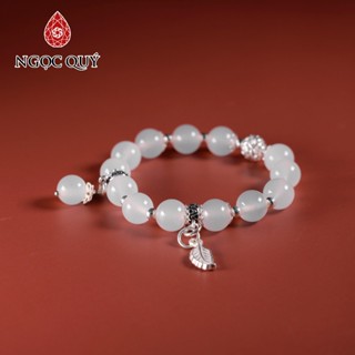  Vòng tay đá mã não trắng mix charm bạc - Ngọc Quý 