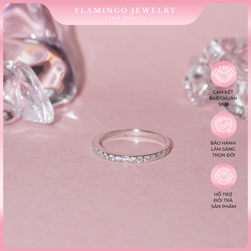 Nhẫn bạc nữ FLAMINGO đính một hàng đá sang trọng FLAMINGO JEWELRY