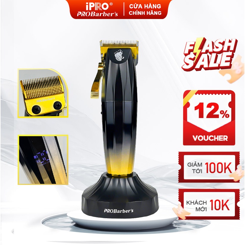 [iPRO Official] Tông Đơ Cắt Tóc IPRO PROBarber's S1097 Tăng Đơ Gia Đình Có Sạc Đế Cao Cấp