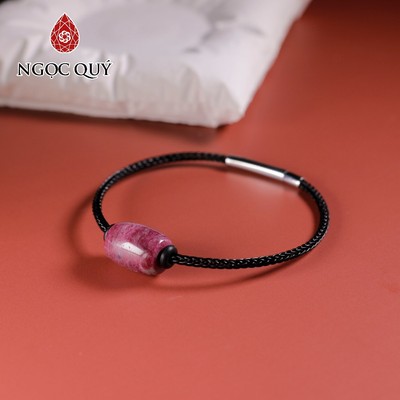 Vòng tay dây thép lu thống đá ruby nam phi 13x10mm, dây thép 15cm - Ngọc Quý